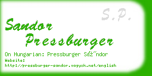 sandor pressburger business card